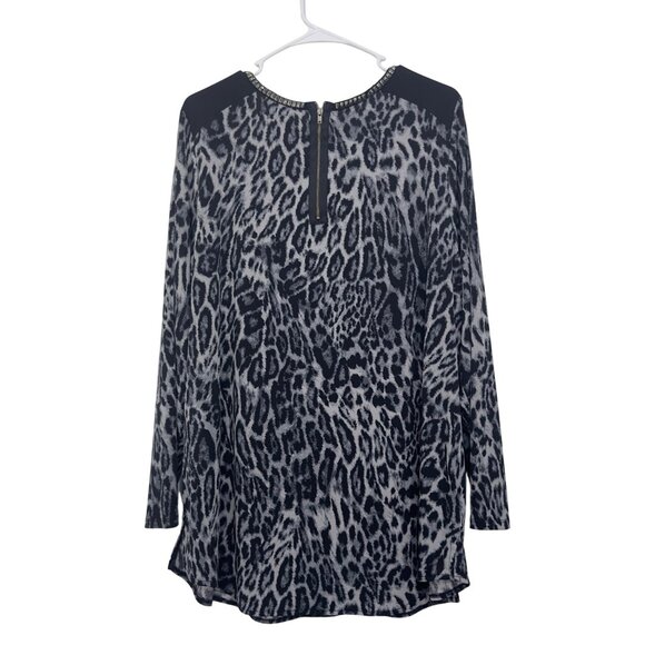 Worthington Woman 1X Long Sleeve Animal Print Tunic Top With Studded Neckline - Picture 12 of 13